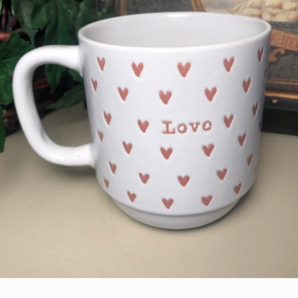 Belle Maison Pink Heart Print “Love” Mug 12oz Valentine's - I HAVE 2 AVAILABLE!